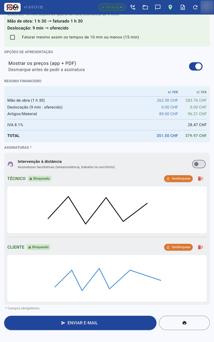 Assinaturas no tablet