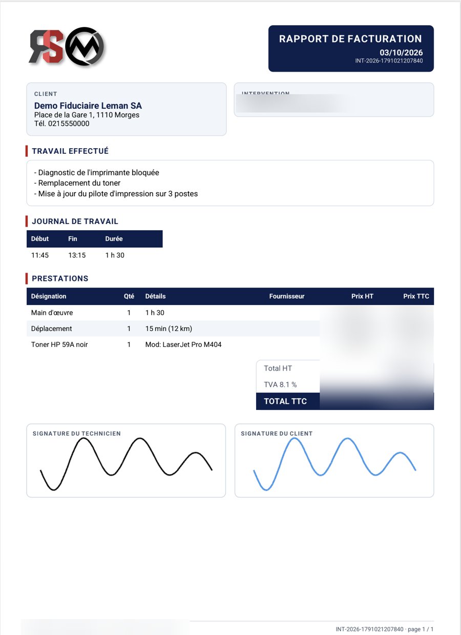 Signed RSCOM service report