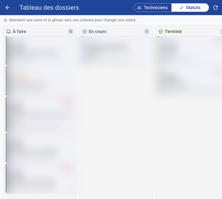 Tableau des dossiers