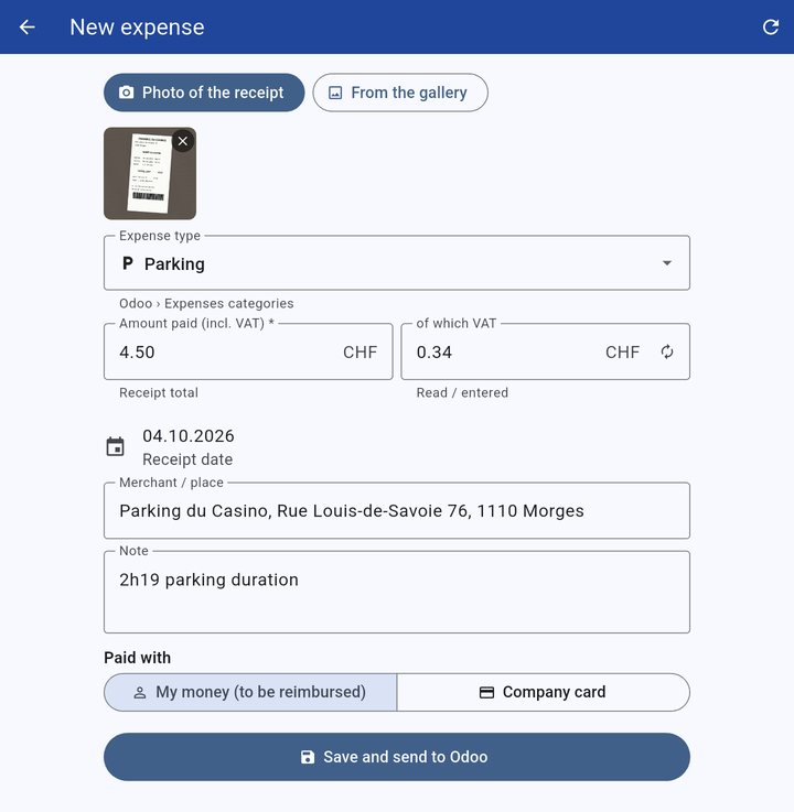 Expenses read by AI