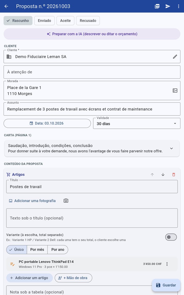 Orçamento preparado pela IA